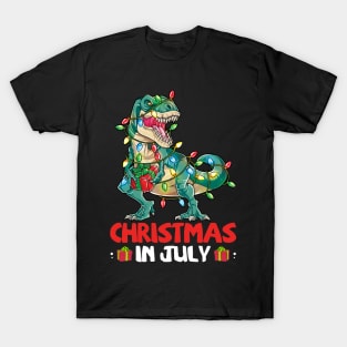 Christmas In July Boys Toddler T Rex Dinosaur T-Shirt